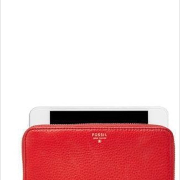 Fossil Sydney Zip Phone Leather Wallet Wristlet in Coral - Picture 2 of 12